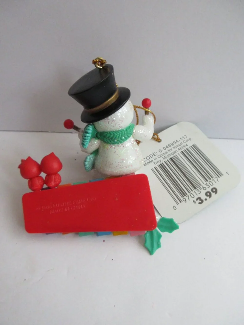 Trim A Home Christmas Tree Ornament Snowman Playing Xylophone NOEL Kmart 1996